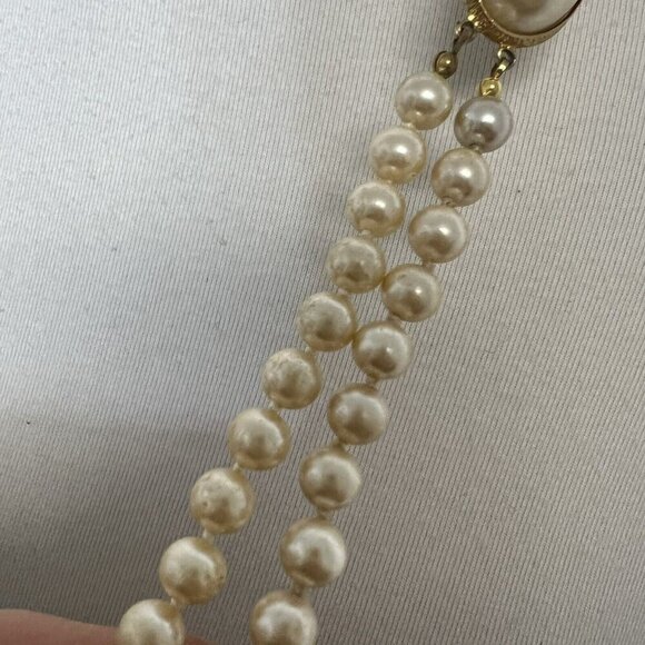 Vintage Cream Faux Pearl Double Strand Beaded Necklace - Picture 4 of 13